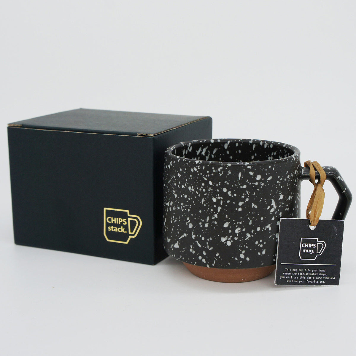 Stack Splash CHIPS Stack Splash Black & White Gift Boxed Mug with Handle 280ml ...
