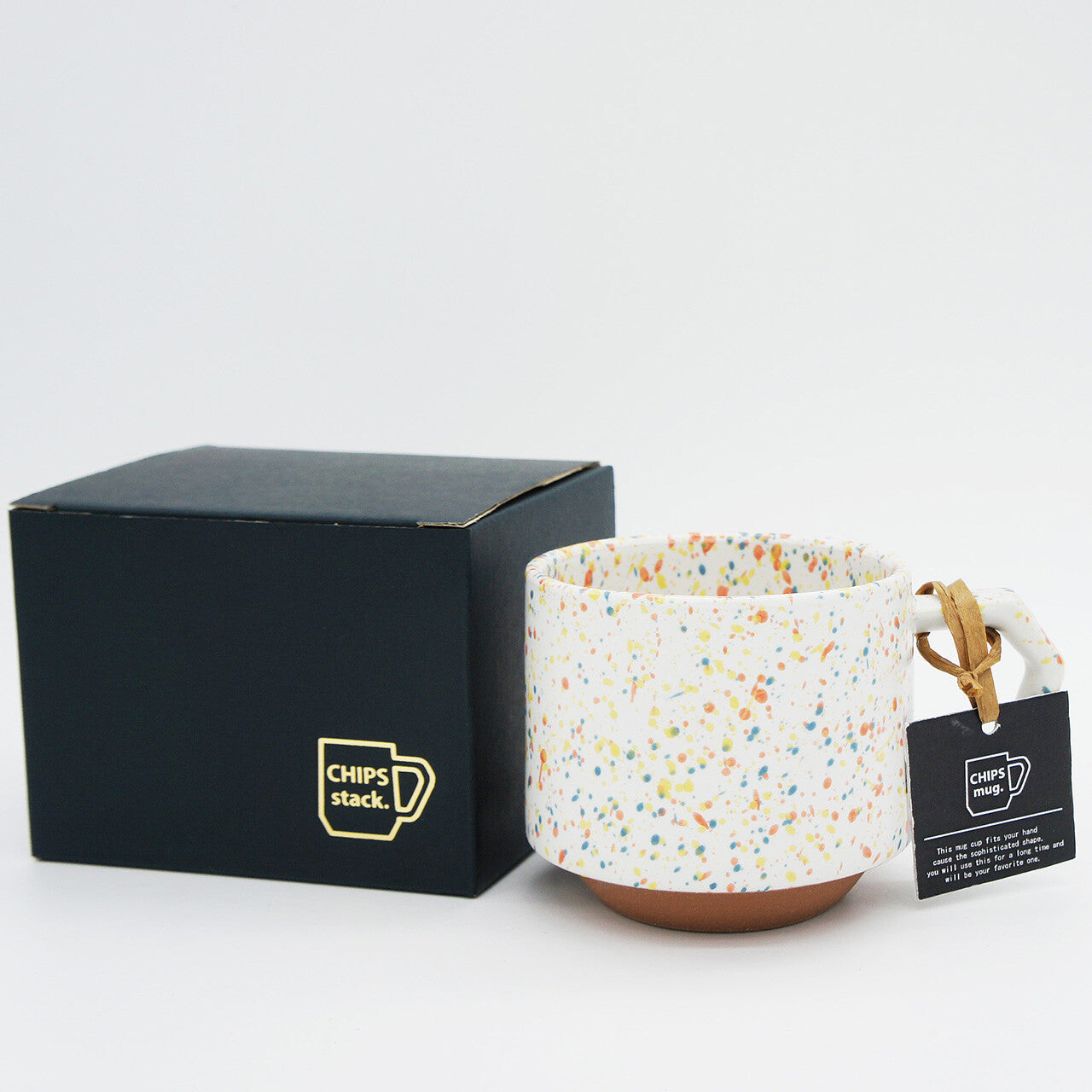 CHIPS Stack Splash White & Orange Gift Boxed Mug with Handle 280ml