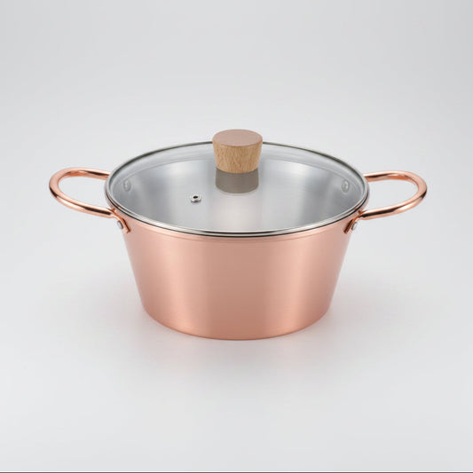 Chitose Pure Copper Two-Handled Pot with Glass Lid 20cm