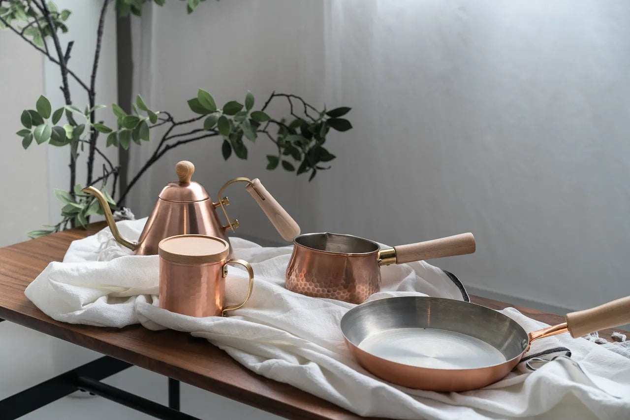 Chitose Pure Copper Saucepan with Wooden Handle 12cm