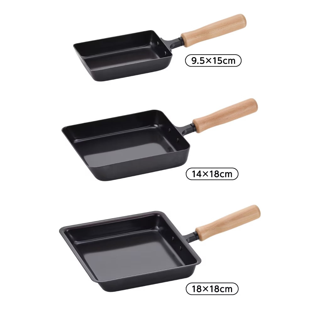 Chitose Wooden-Handled Iron Tamagoyaki Pan 14 x 18cm