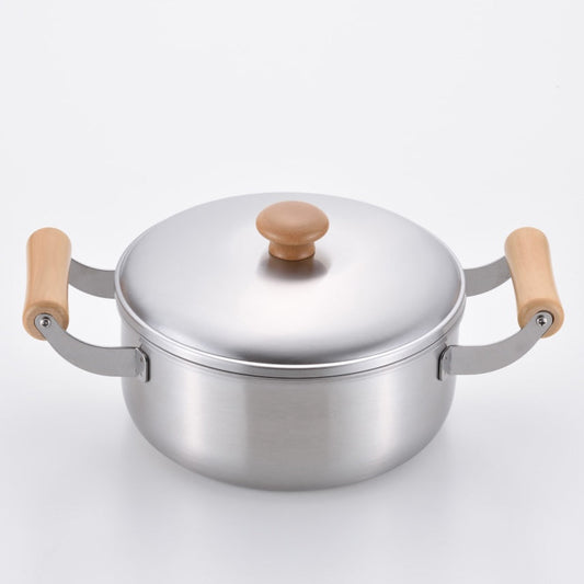 Chitose Wooden-Handled Stainless Steel Casserole 20cm