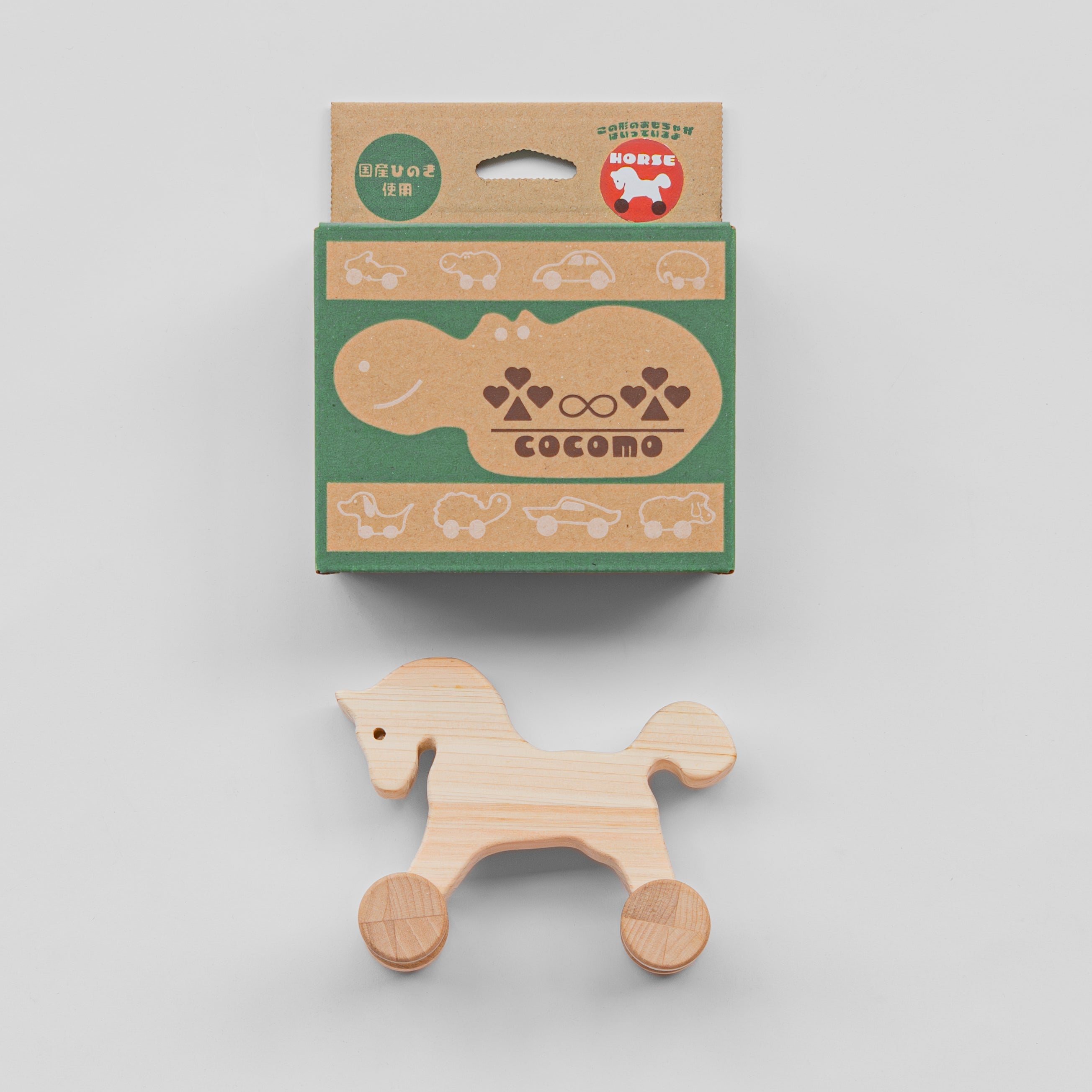 Cocomo Hinoki Wooden Animal Car Toy - Horse – Made In Japan UK