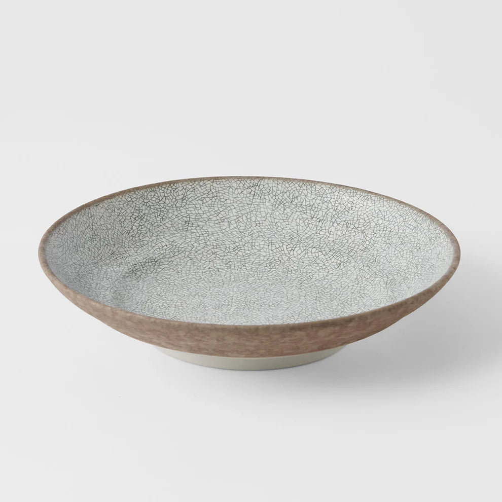 Crazed Grey Shallow Bowl 23cm