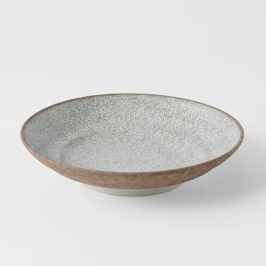 Crazed Grey Shallow Bowl 23cm