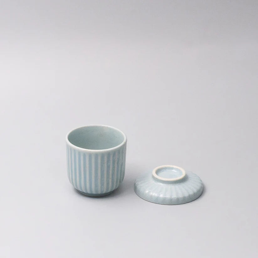 Cup Chawanmushi Ice Blue Lidded Jar 170ml