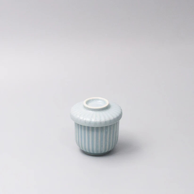 Cup Chawanmushi Ice Blue Lidded Jar 170ml