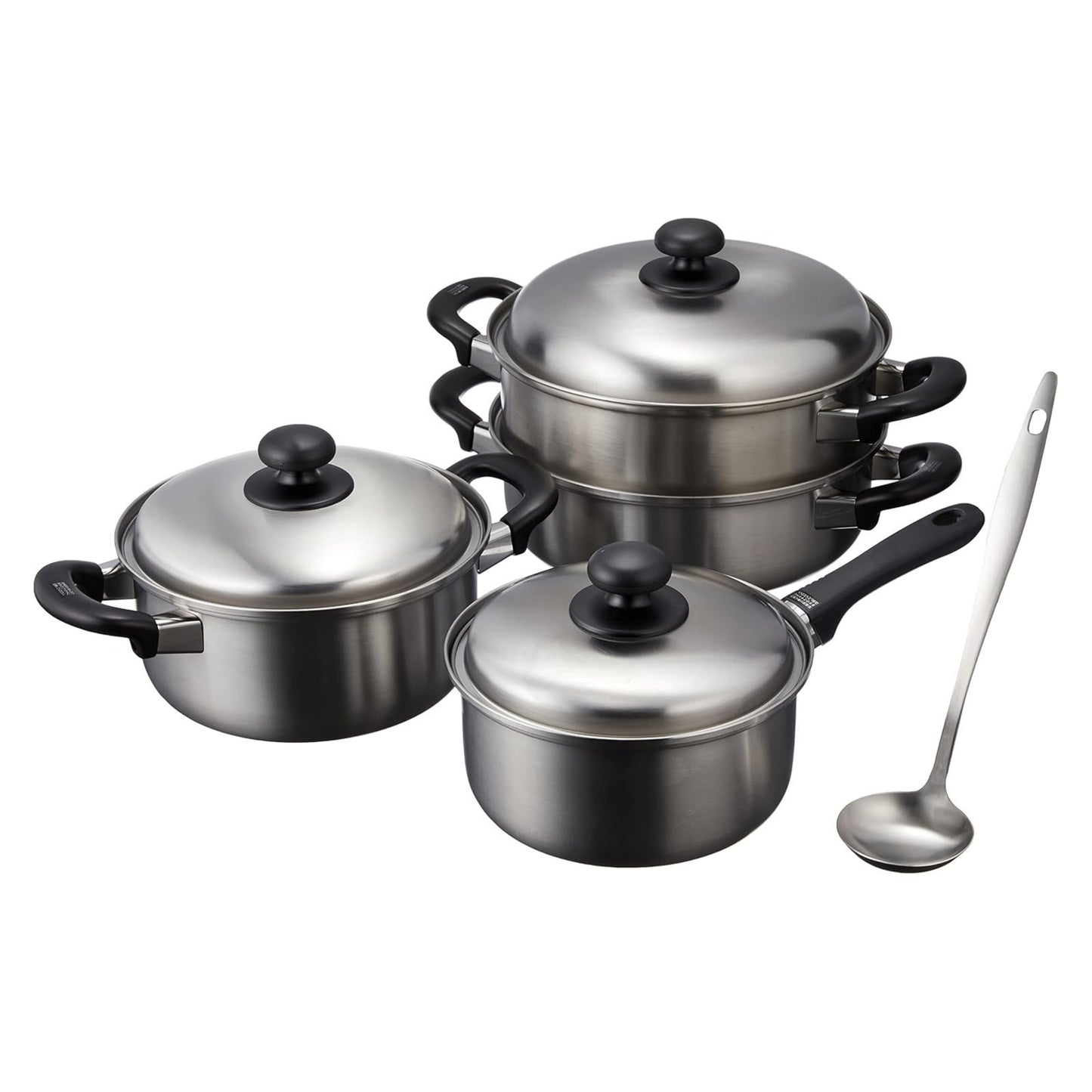 Enzo Classic Stainless Steel Everyday Cooking & Steaming Set with Ladle