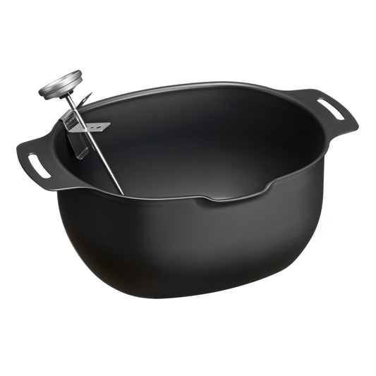 Enzo Iron Oval Tempura Frying Pot with Thermometer 20 × 17cm
