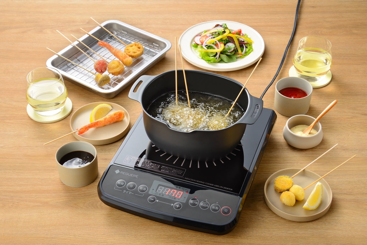 Enzo Iron Oval Tempura Frying Pot with Thermometer 20 × 17cm