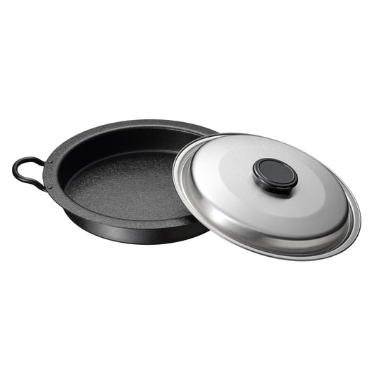 Enzo Iron Yakiniku & Gyoza Grill Pan with Stainless Steel Lid 26cm