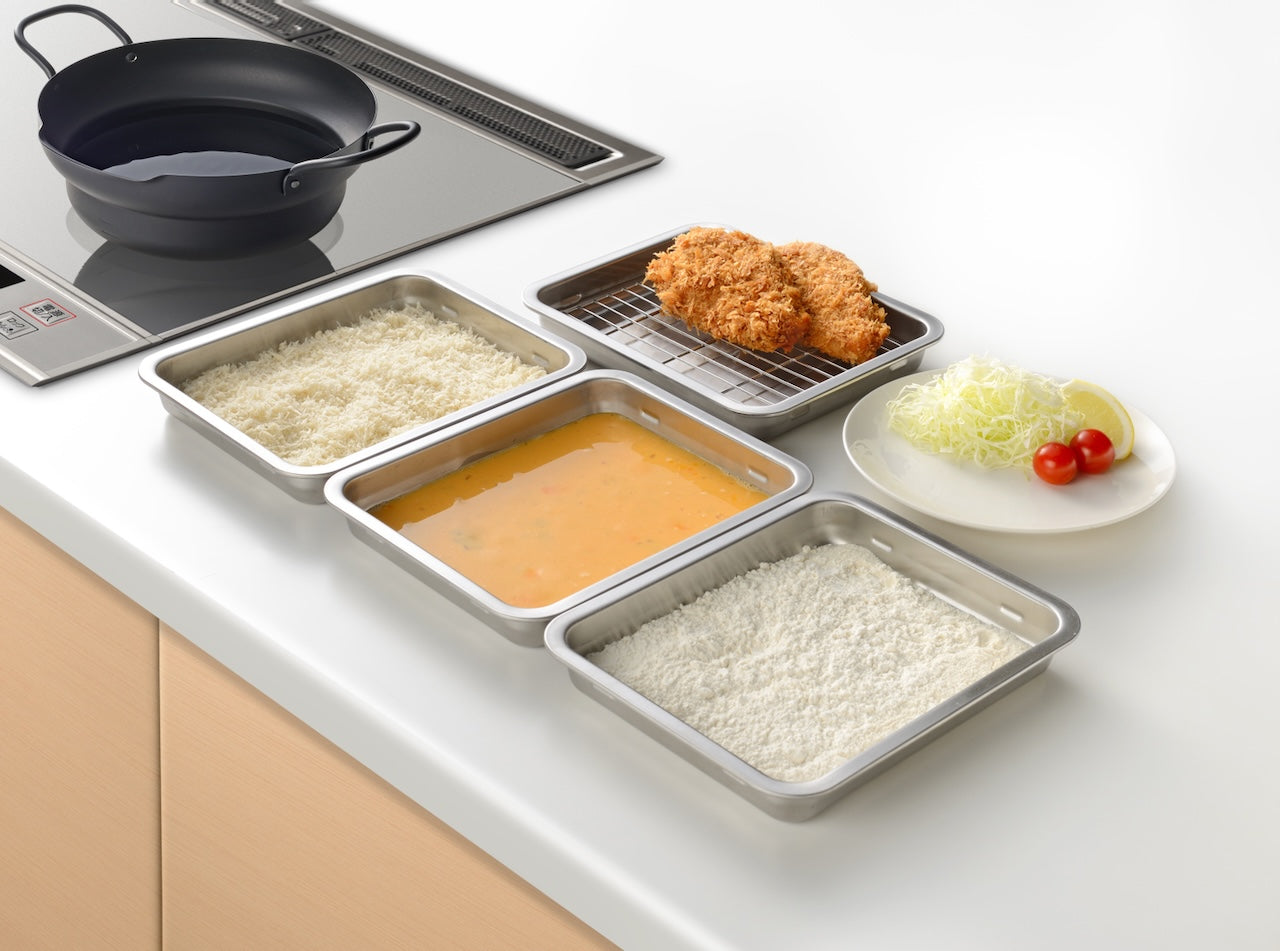 Enzo Stainless Steel Stackable 3 Pcs Prep Tray Set with Rack