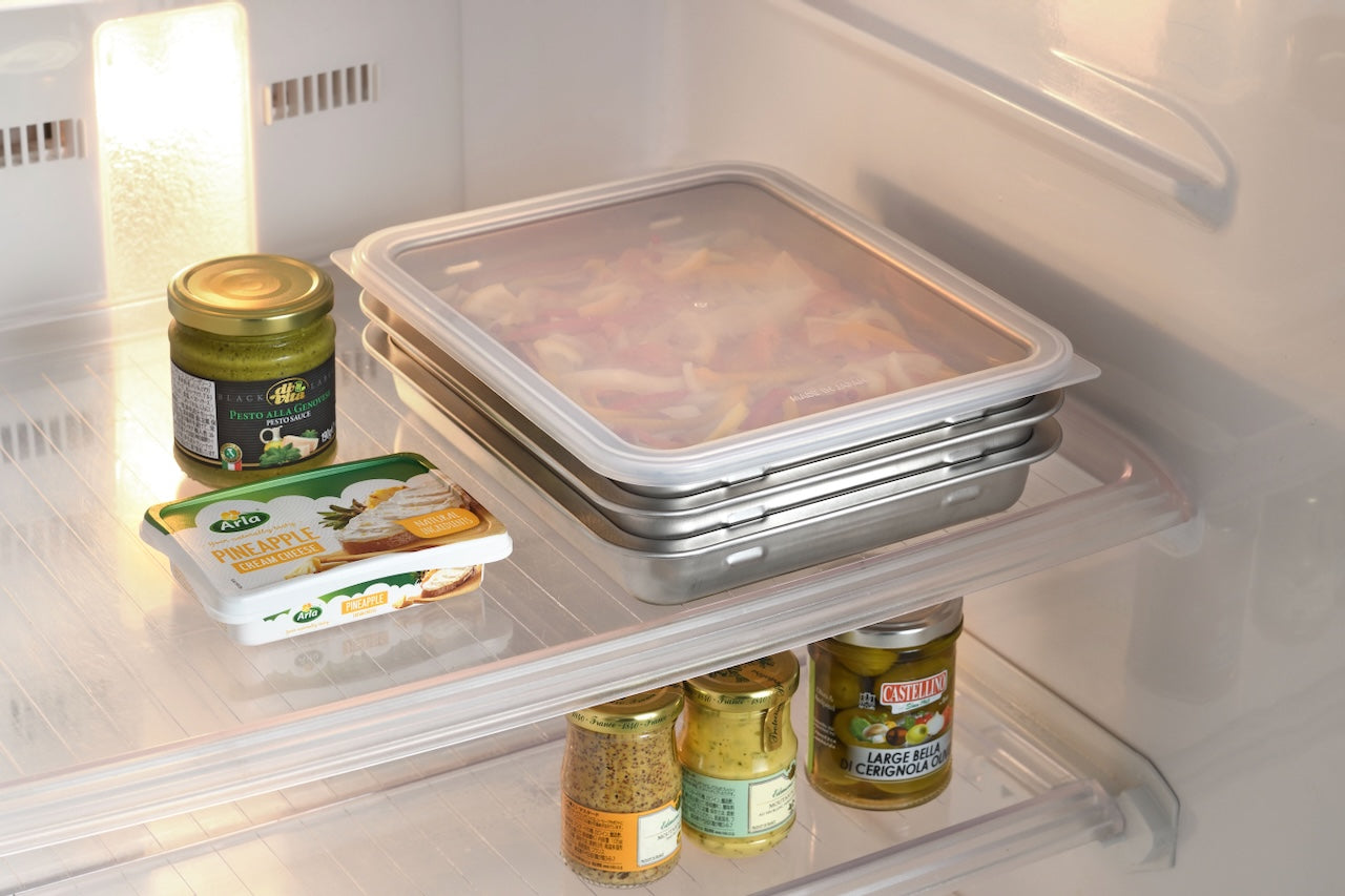 Enzo Stainless Steel Stackable 3 Pcs Prep Tray Set with Rack
