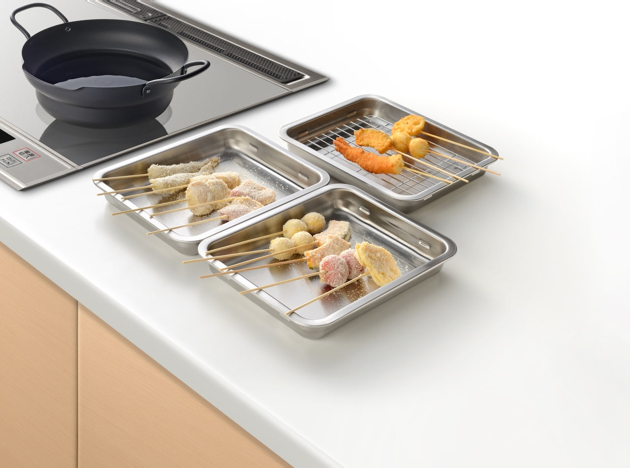 Enzo Stainless Steel Stackable 3 Pcs Prep Tray Set with Rack