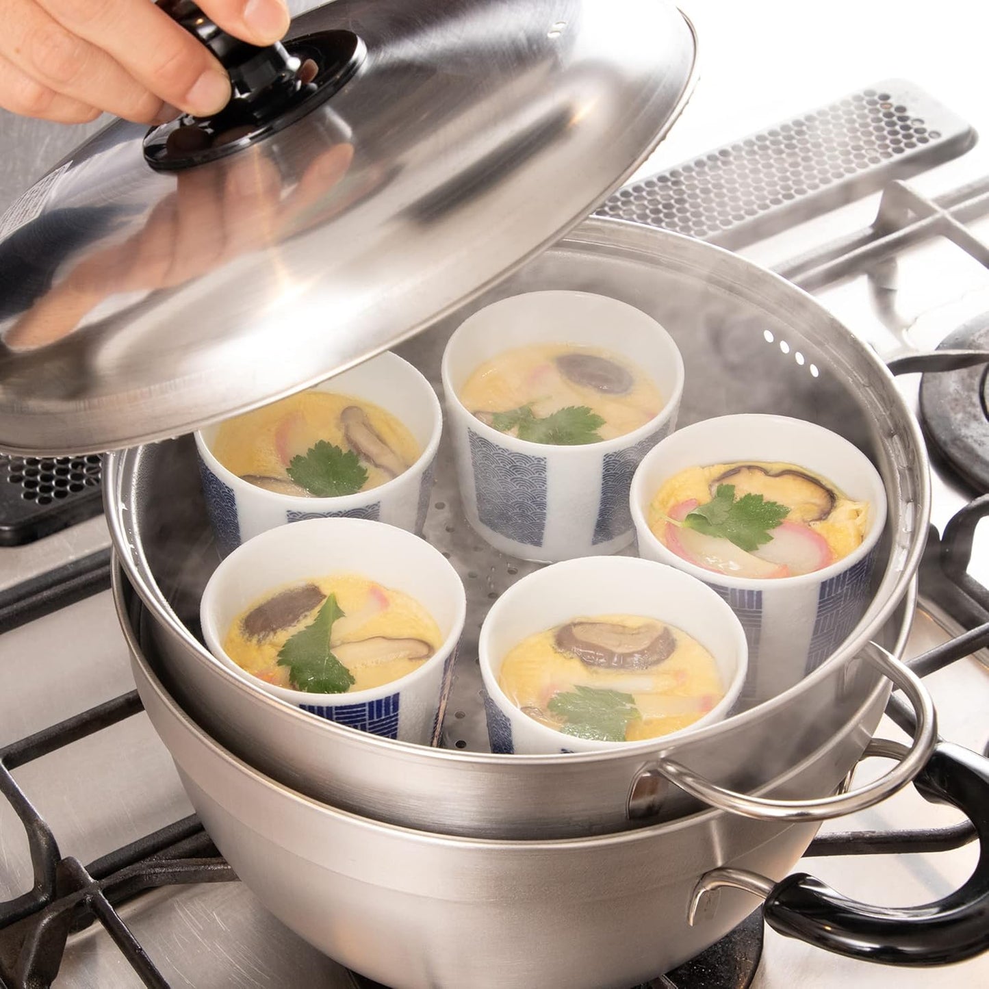 Enzo Stainless Steel Deep-Rim Two-Tier Steamer 23cm