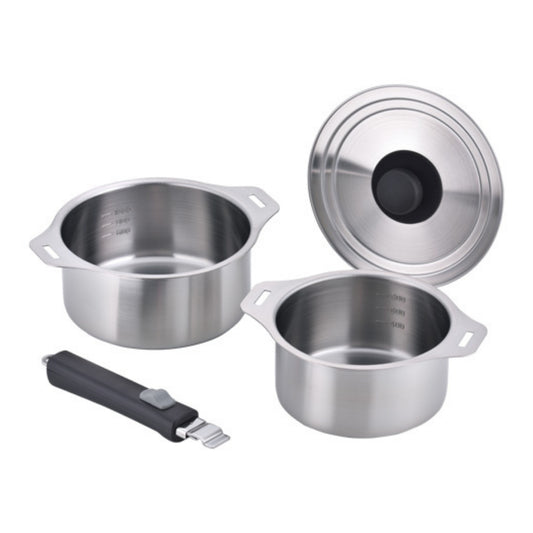 Enzo Stainless Steel Detachable Handle Saucepan Set 14cm & 16cm