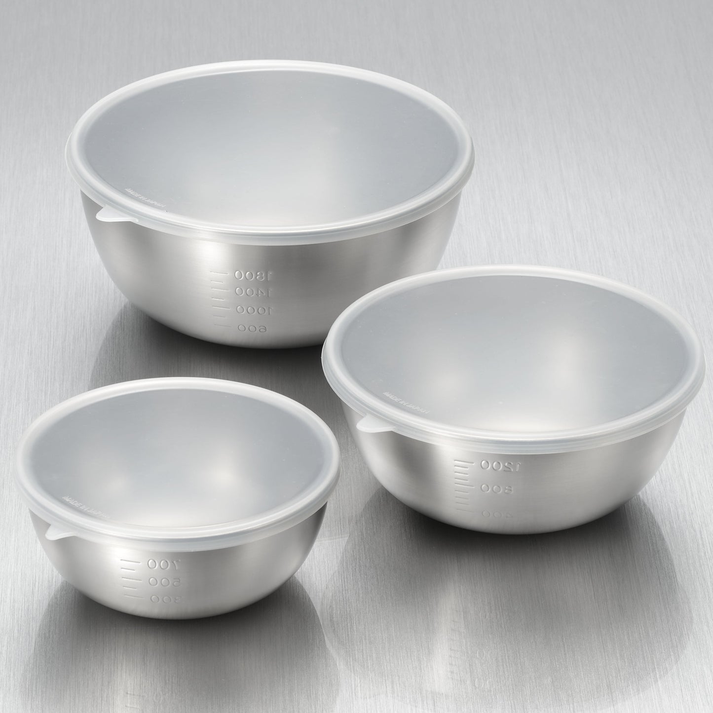 Enzo Stainless Steel Mixing Bowl Set with Silicone Lids