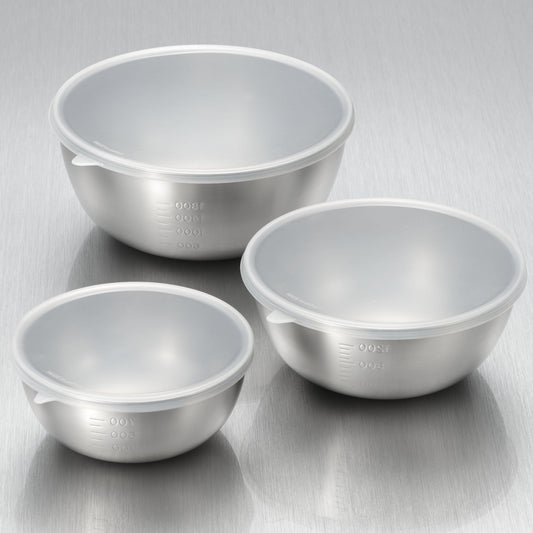Enzo Stainless Steel Mixing Bowl Set with Silicone Lids