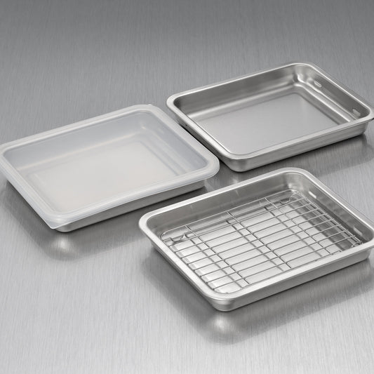 Enzo Stainless Steel Stackable 3 Pcs Prep Tray Set with Rack