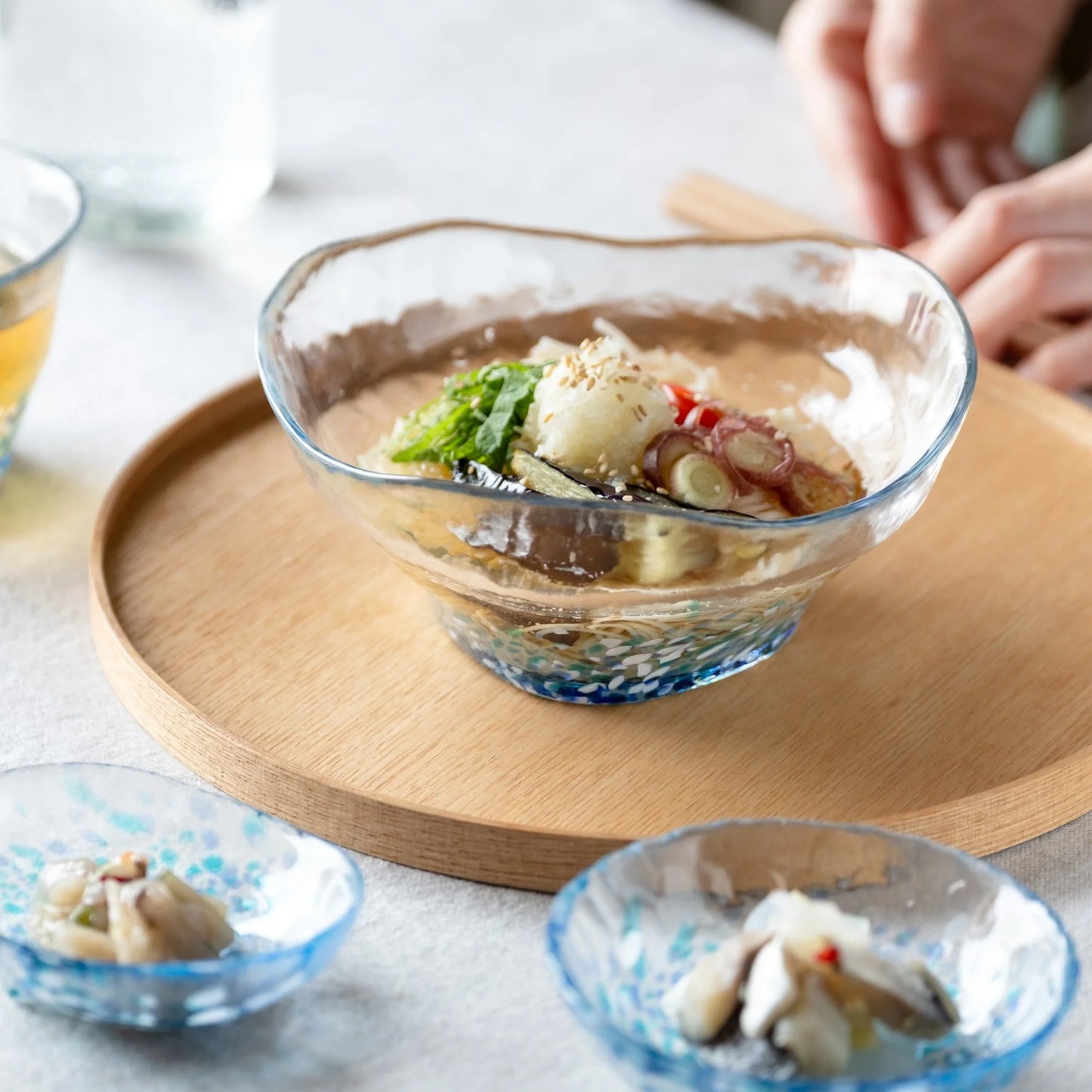 Flowers of Tsugaru Hydrangea Gift Boxed Glass Serving Bowl 16cm