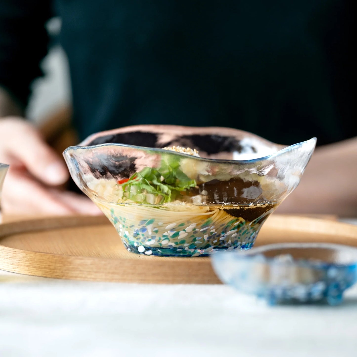 Flowers of Tsugaru Hydrangea Gift Boxed Glass Serving Bowl 16cm