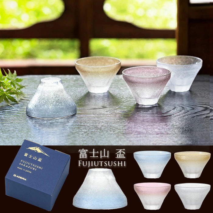 Fujiutsushi Mount Fuji Gift Boxed Glass Sake Cup 85ml - Pink