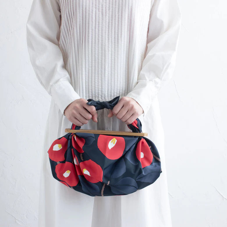 Furoshiki Patchin Bag M Water-repellent Camellia - Dark Navy