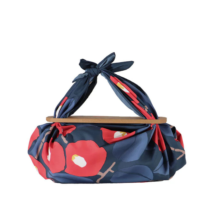 Furoshiki Patchin Bag M Water-repellent Camellia - Dark Navy
