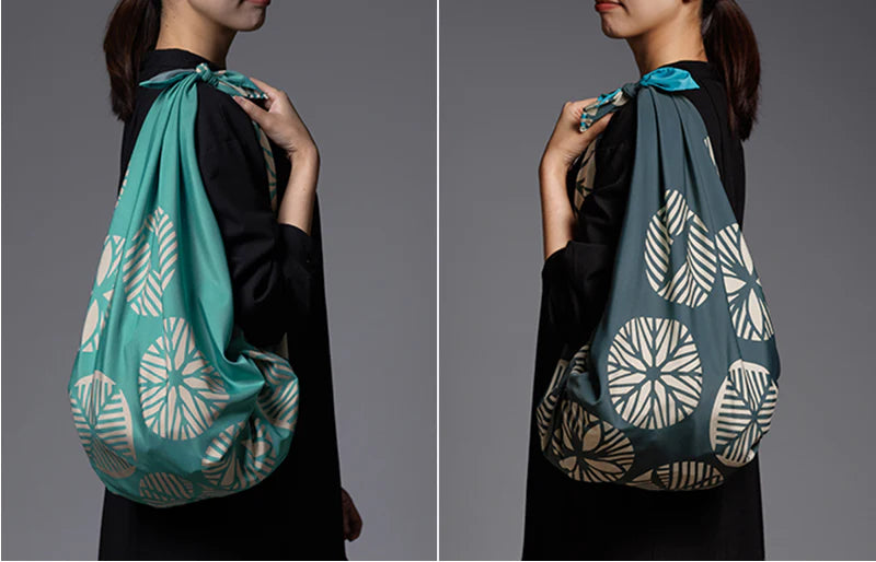 Furoshiki Water-repellent Reversible - Pine Blue Green Blue Grey 100cm