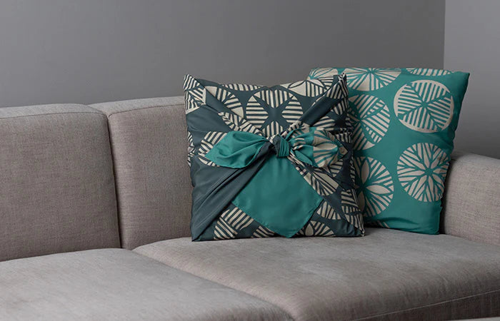 Furoshiki Water-repellent Reversible - Pine Blue Green Blue Grey 100cm