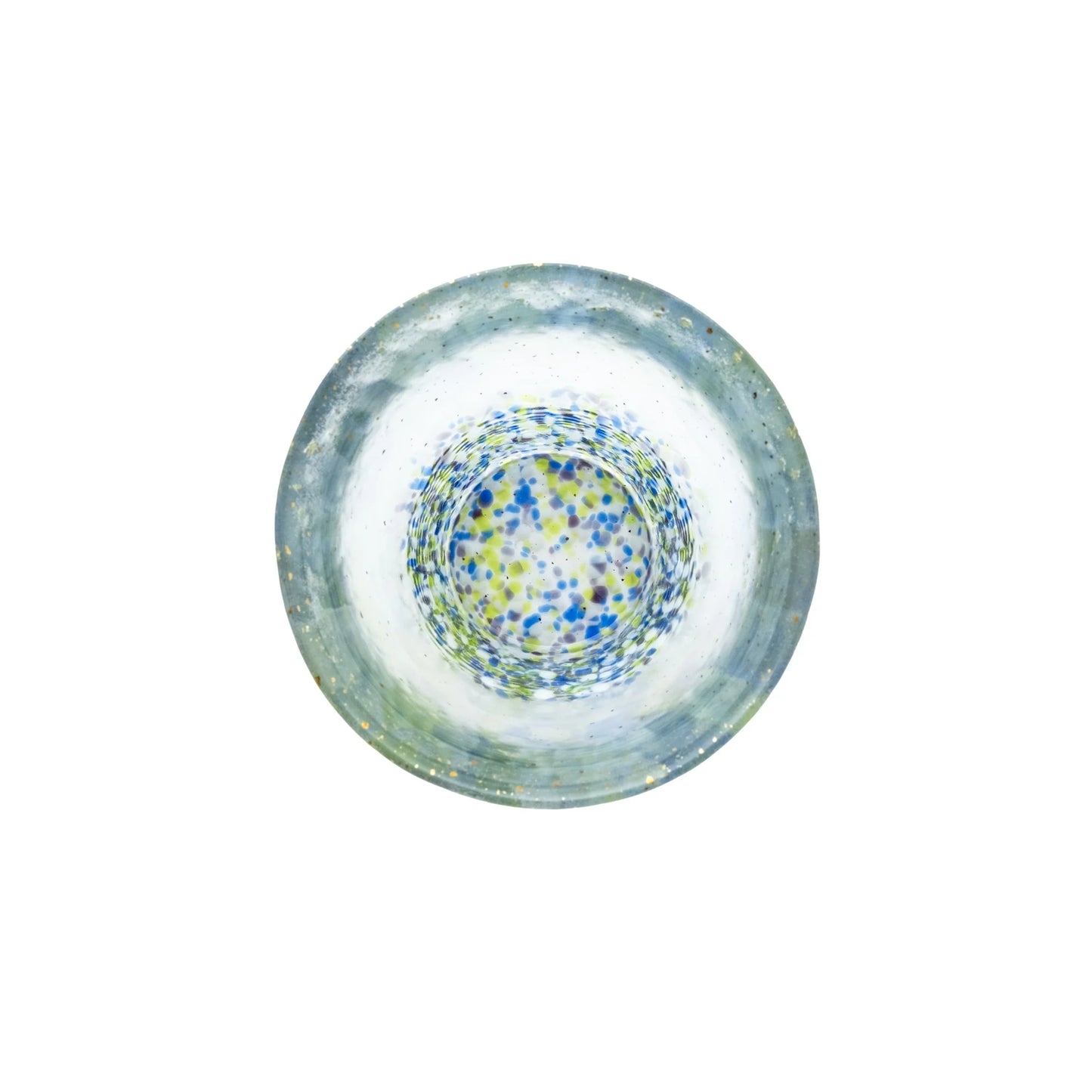 Gold Rim Rock Glass Wooden Gift Boxed - Blue & White Drops