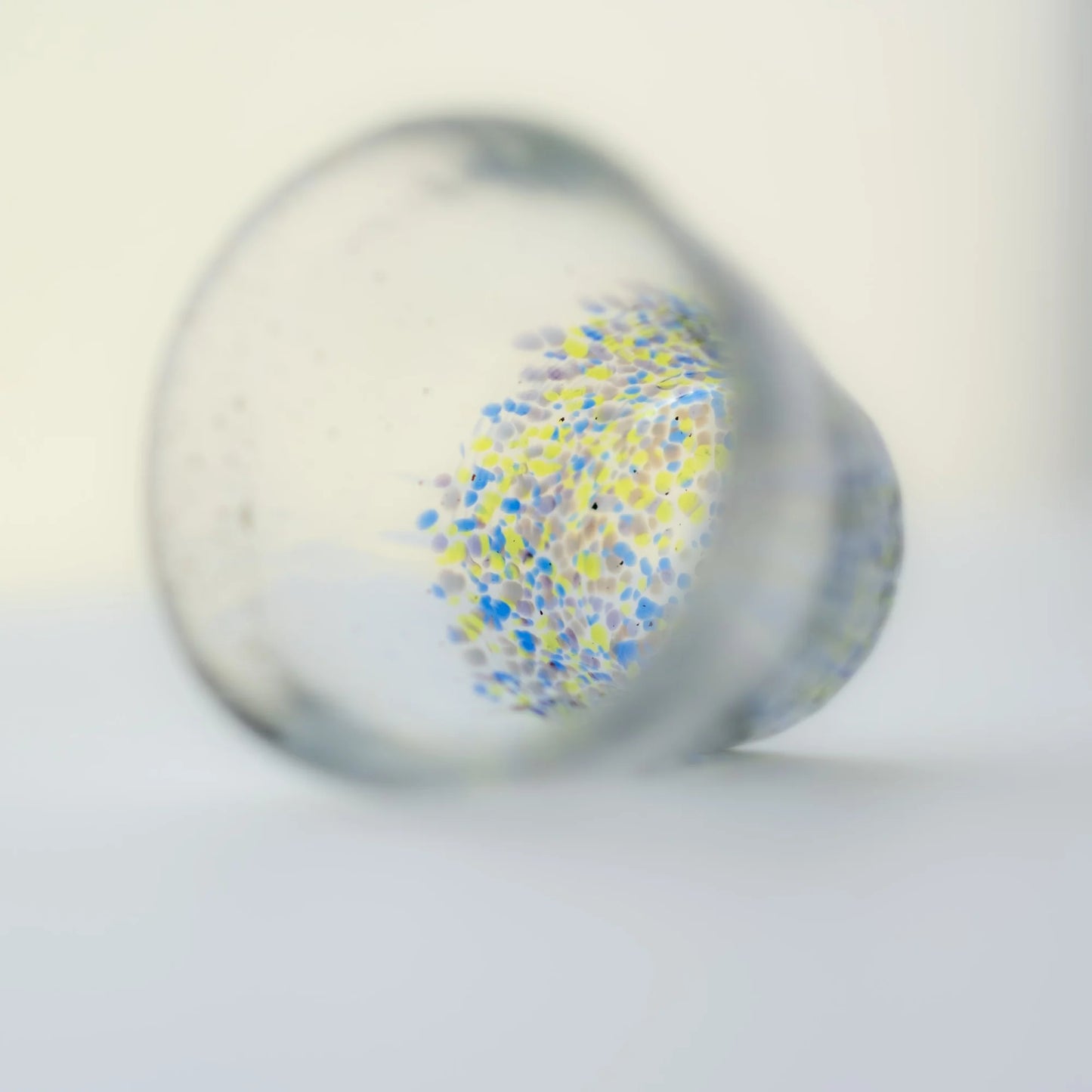 Gold Rim Rock Glass Wooden Gift Boxed - Blue & White Drops