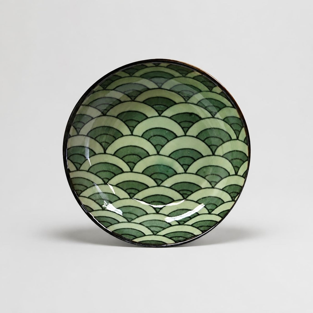 Green Seigaiha Wave Sauce Dish 9cm