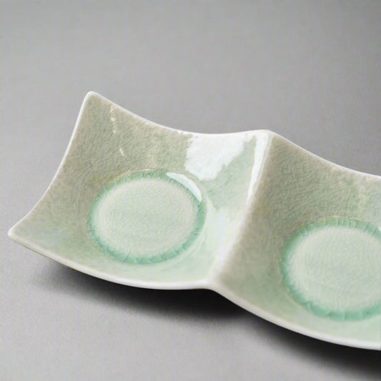 Two Section Sauce Dish Celadon Glaze