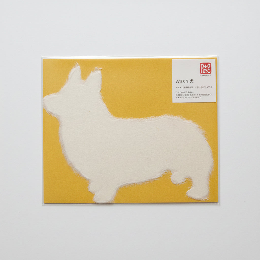 Handmade Japanese Mino Washi Corgi Message Card