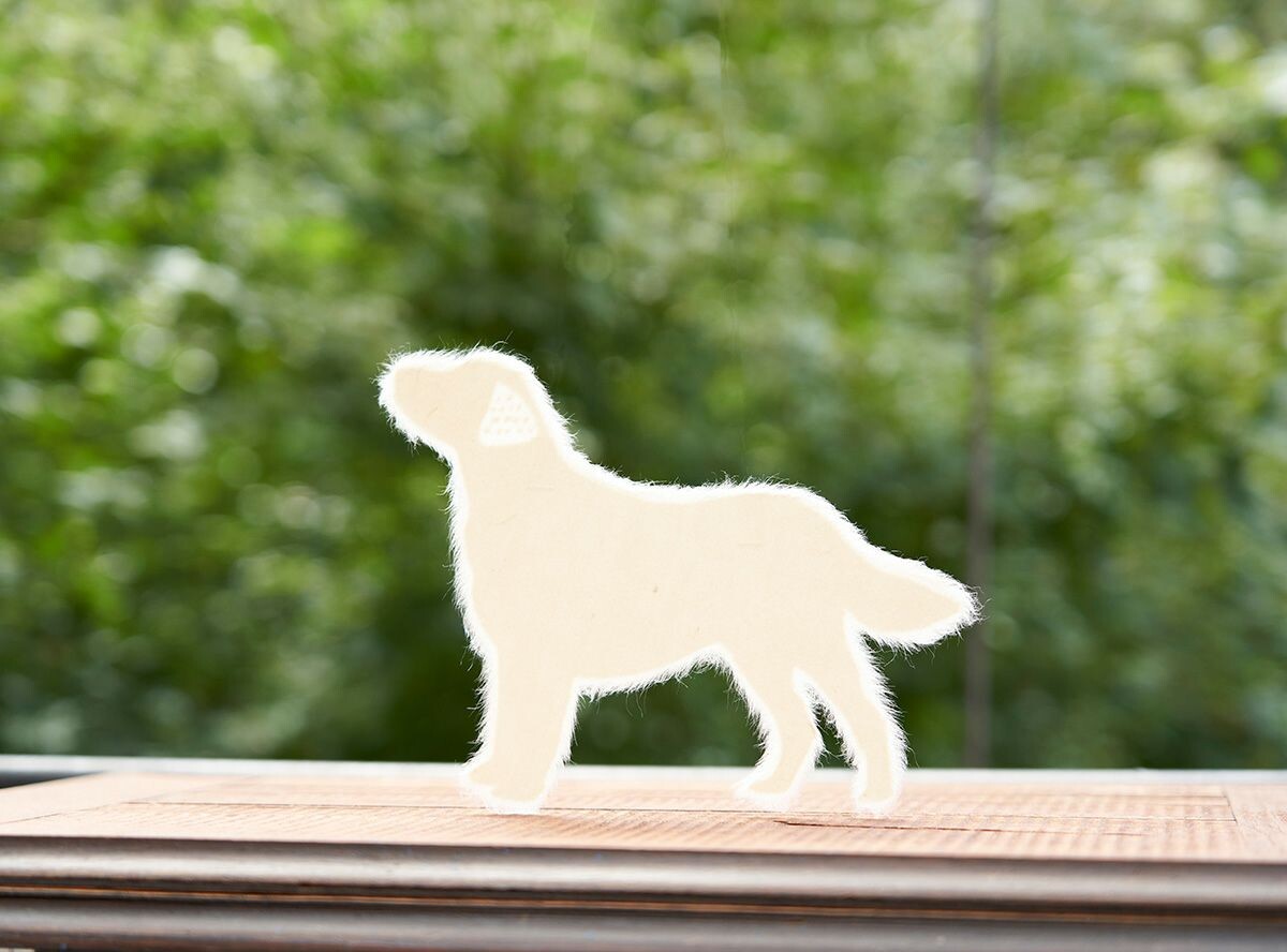 Handmade Japanese Mino Washi Golden Retriever Message Card