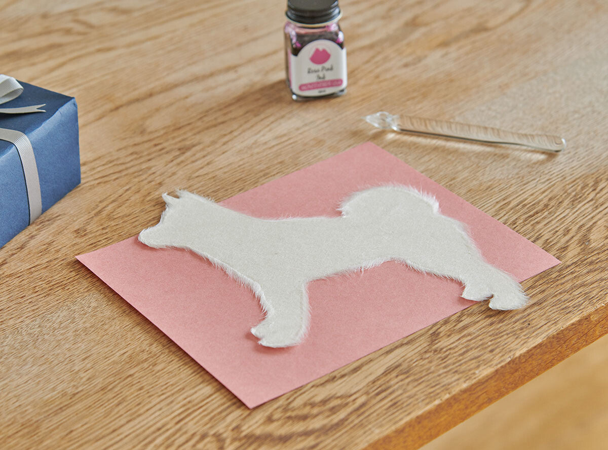 Handmade Japanese Mino Washi Shiba Message Card