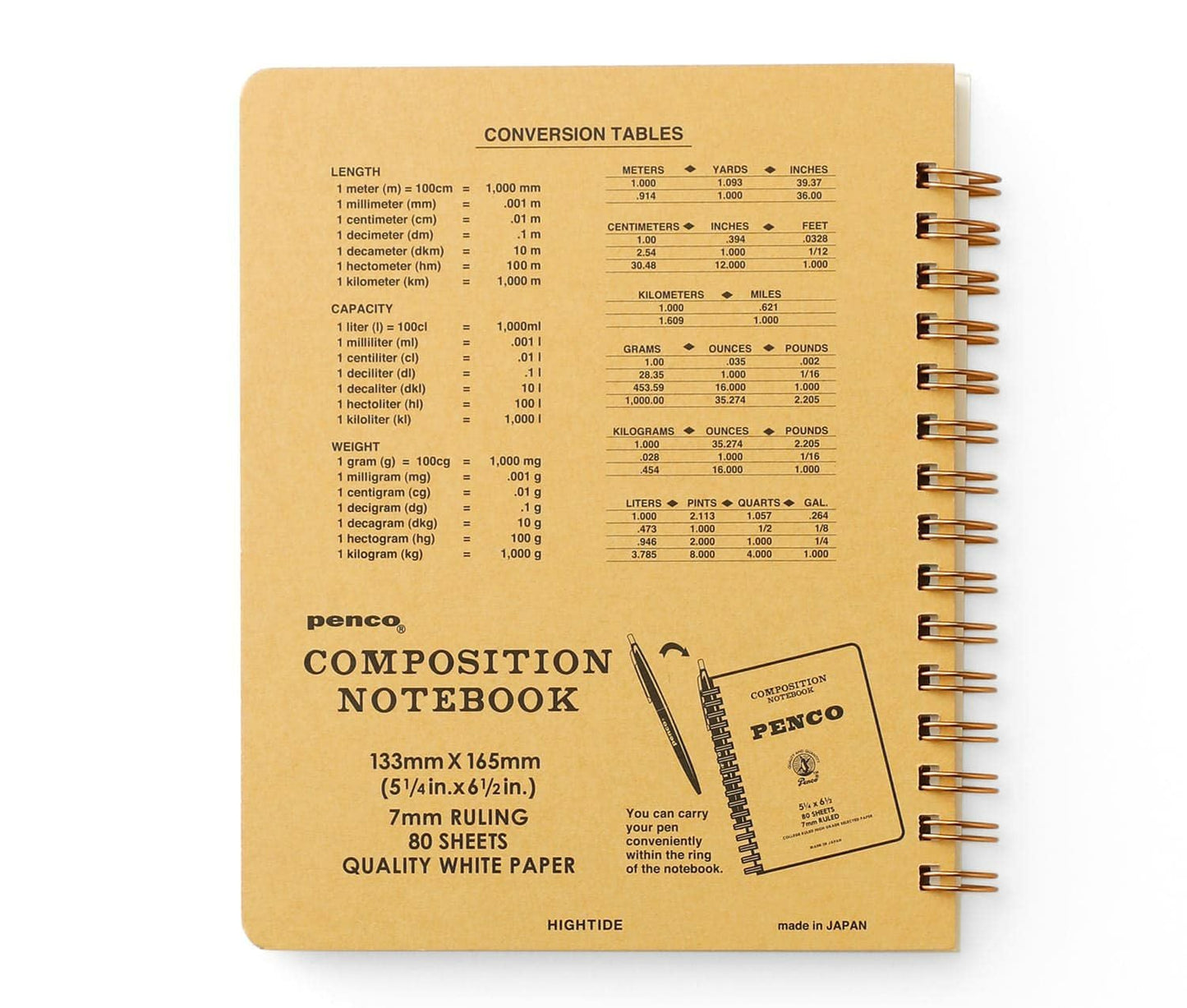 Hightide Penco Coil Lined Notebook M - Natural