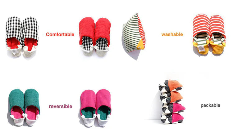 Merippa Cotton Wool Border x Dark Check Japanese Slippers