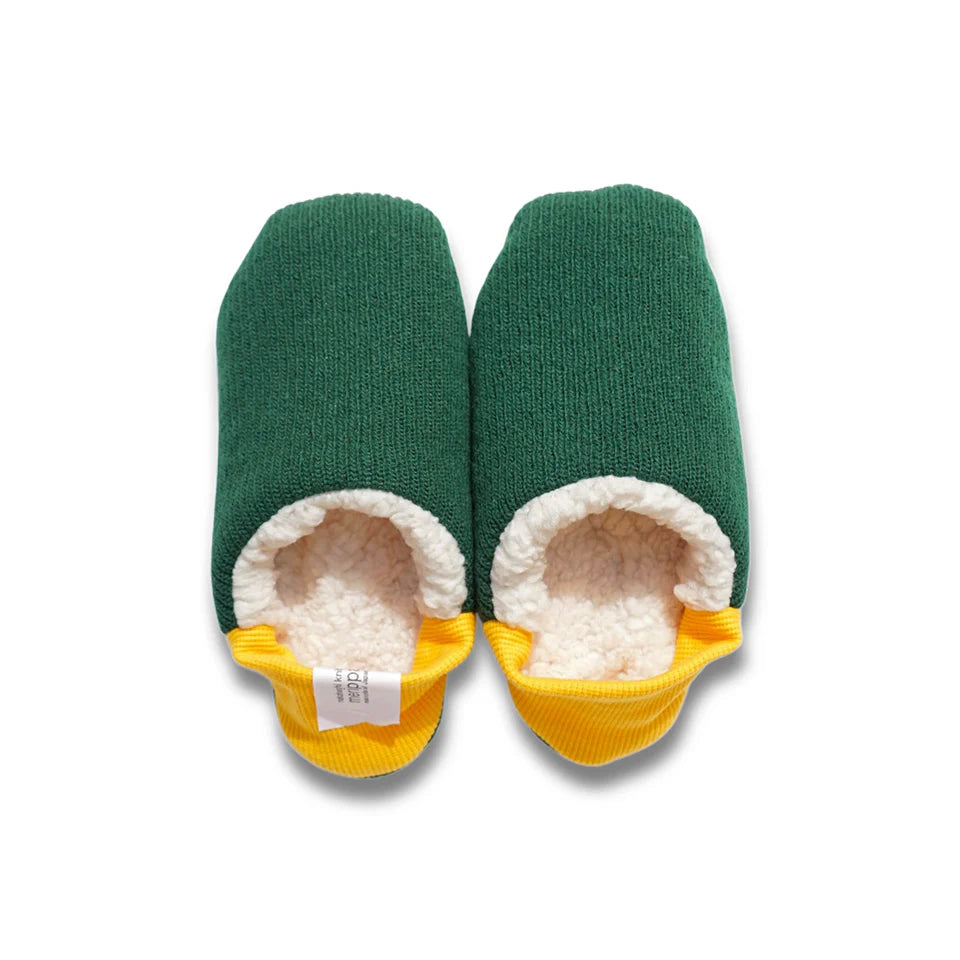 Merippa Quater Knit x Sheep Boa Green Japanese Slippers