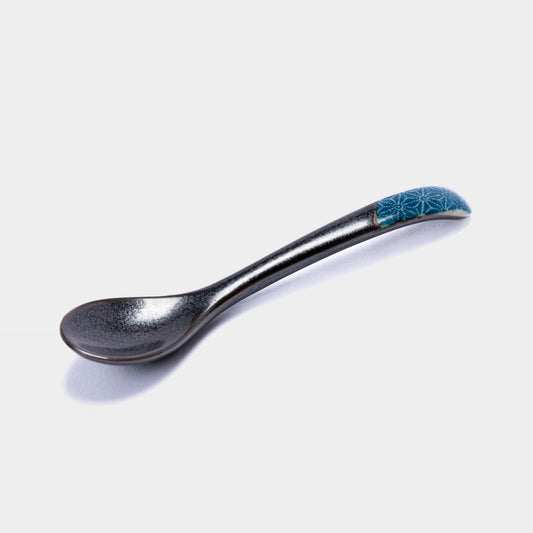 Indigo Asanoha design small black spoon 12.5cm