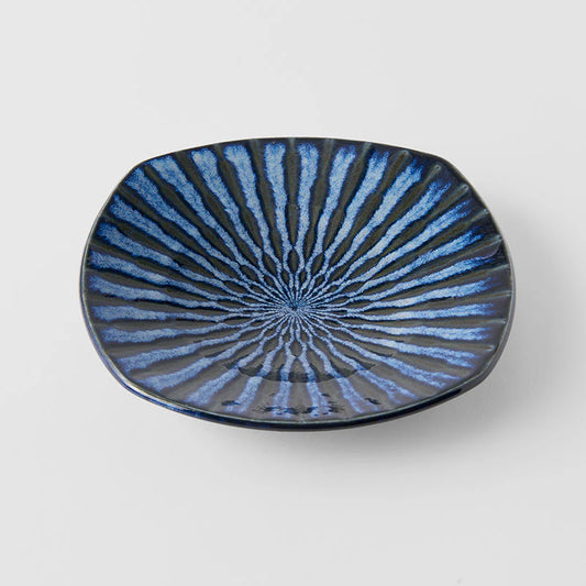 Indigo Drip Square Plate 18cm