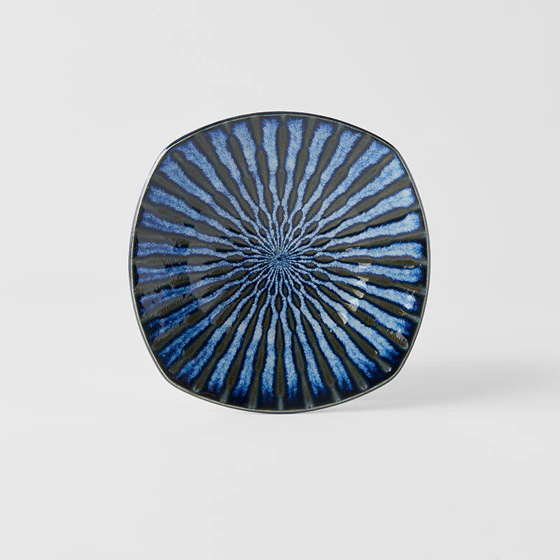 Indigo Drip Square Plate 18cm
