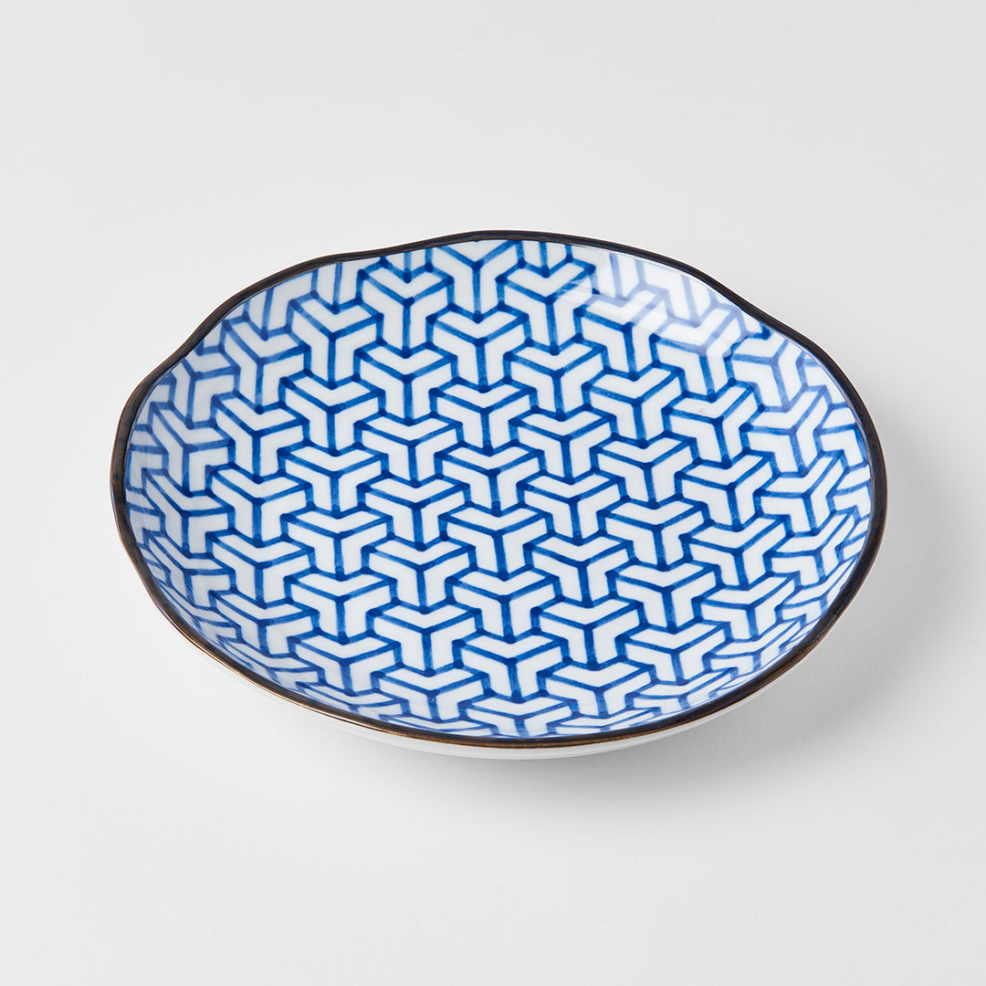 Indigo Herringbone Ikat Dinner Plate 23cm