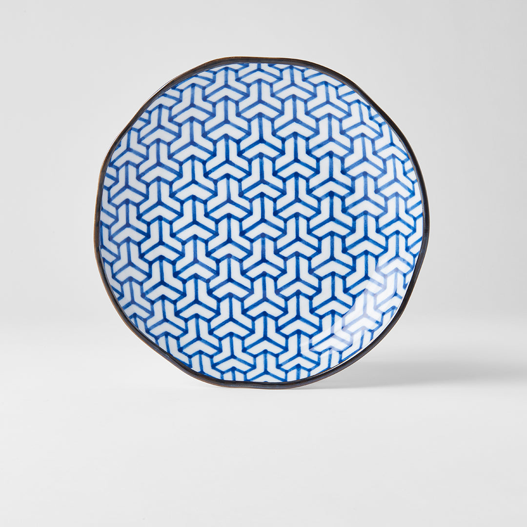 Indigo Herringbone Ikat Dinner Plate 23cm