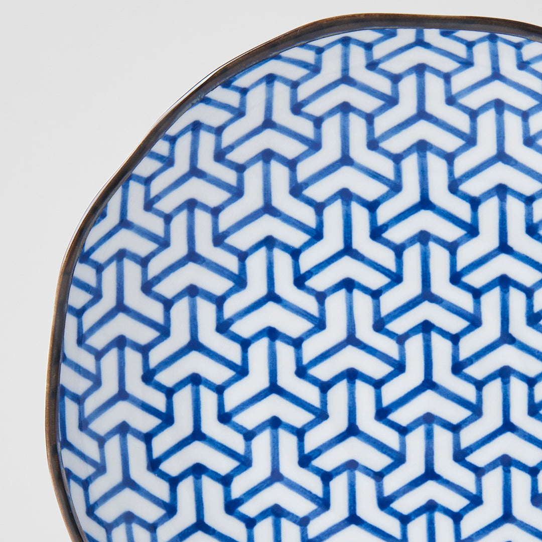 Indigo Herringbone Ikat Dinner Plate 23cm