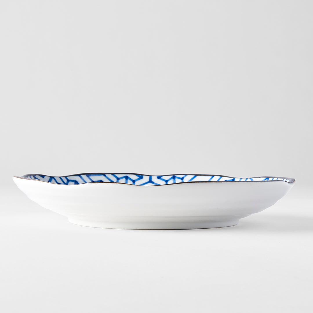 Indigo Herringbone Ikat Dinner Plate 23cm