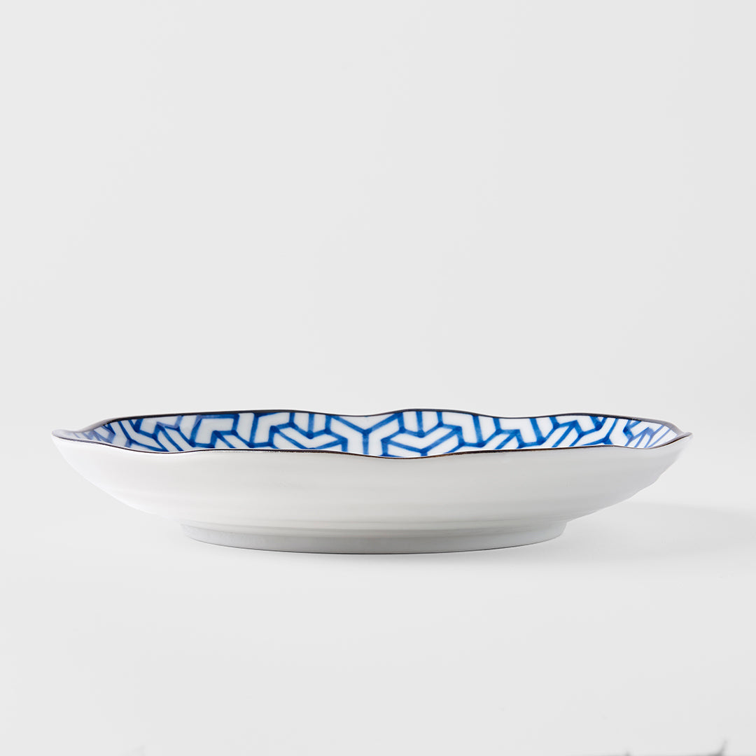 Indigo Herringbone Ikat Dinner Plate 23cm