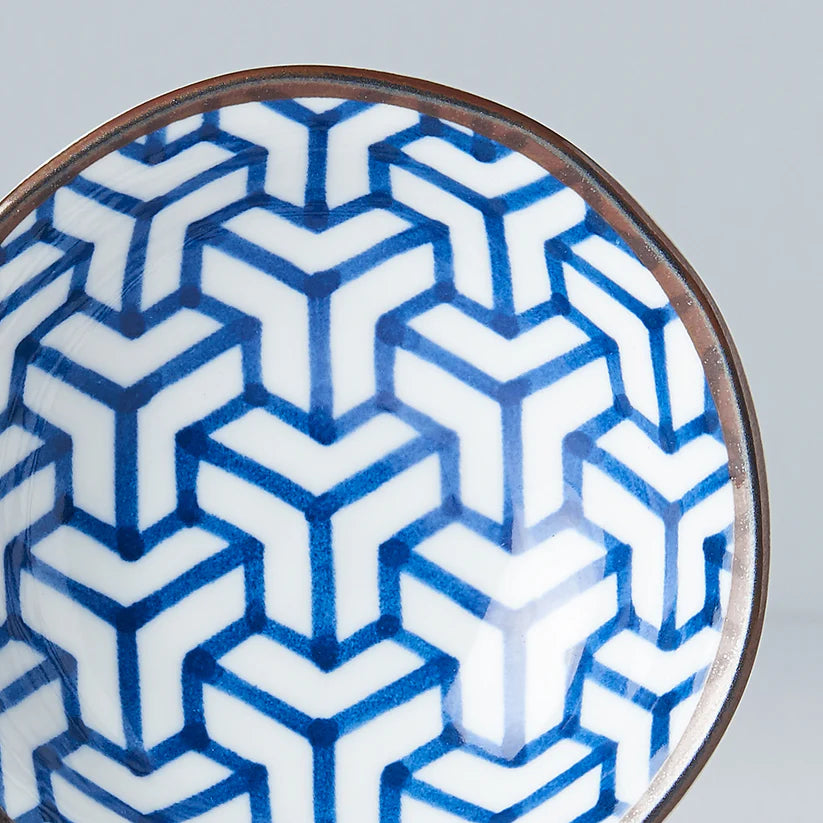 Indigo Herringbone Ikat Sauce Dish 11cm