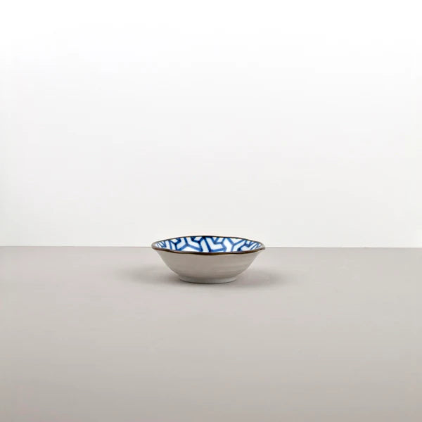 Indigo Herringbone Ikat Sauce Dish 11cm